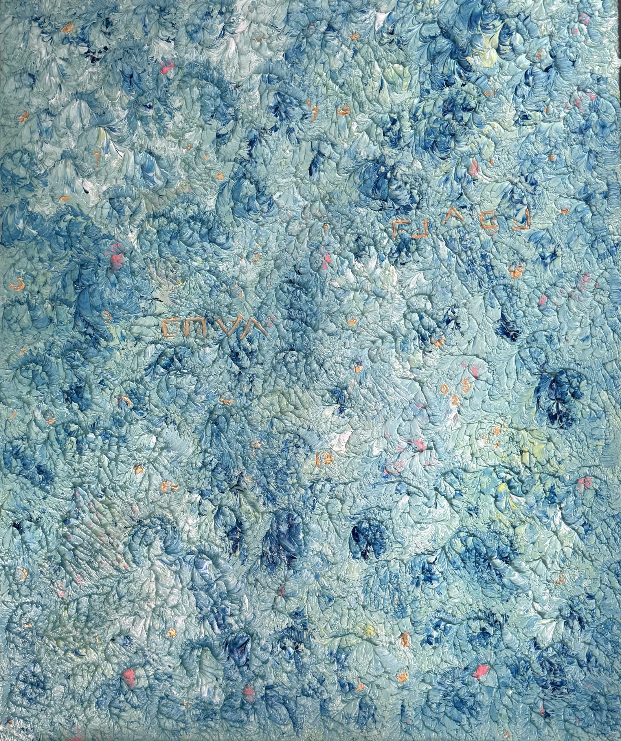 Lost (2025), abstract painting by Paula Vapensiero exploring identity and grief through coded symbolic language.